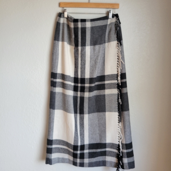 Worthington Dresses & Skirts - Worthington Plaid Fringe Wool Maxi Skirt
